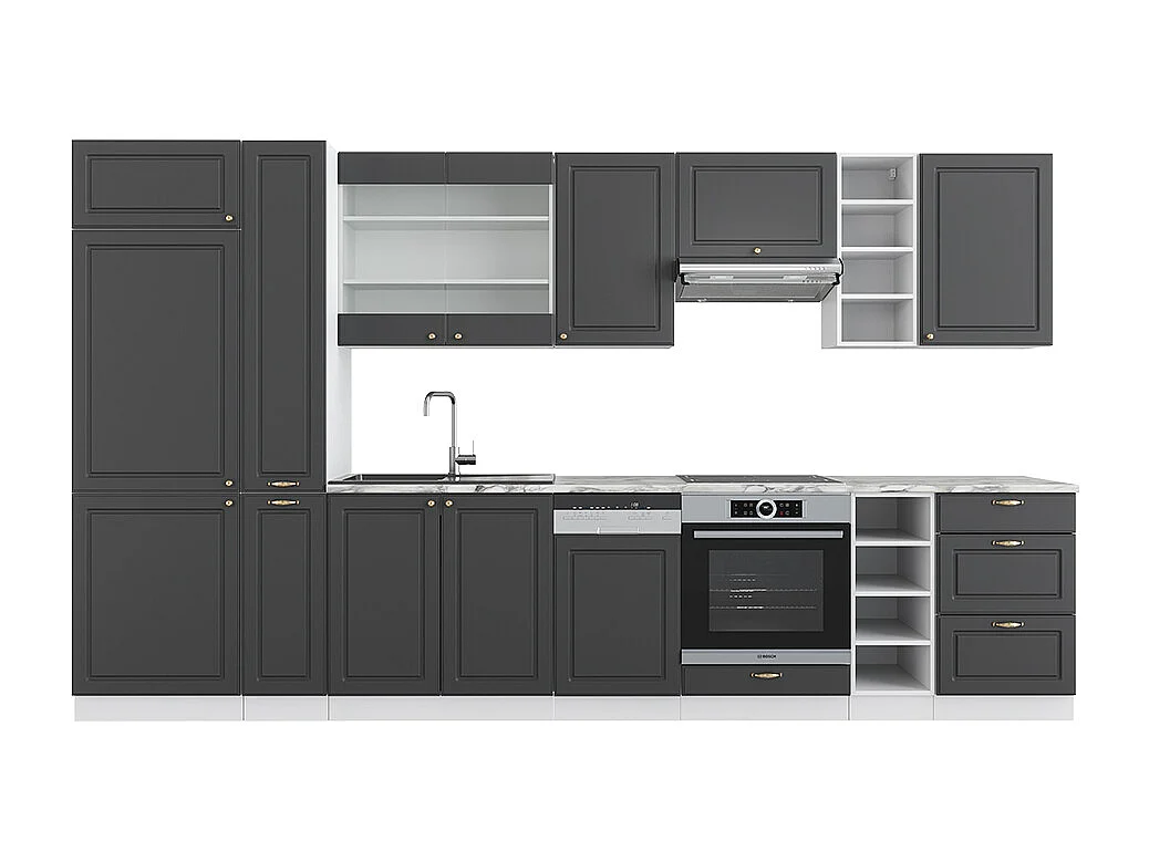 Mueble de cocina antracita-oro/blanco 355x60x81.6 fame-line