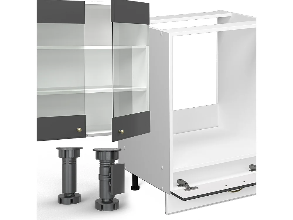 Mueble de cocina antracita-oro/blanco 355x60x81.6 fame-line