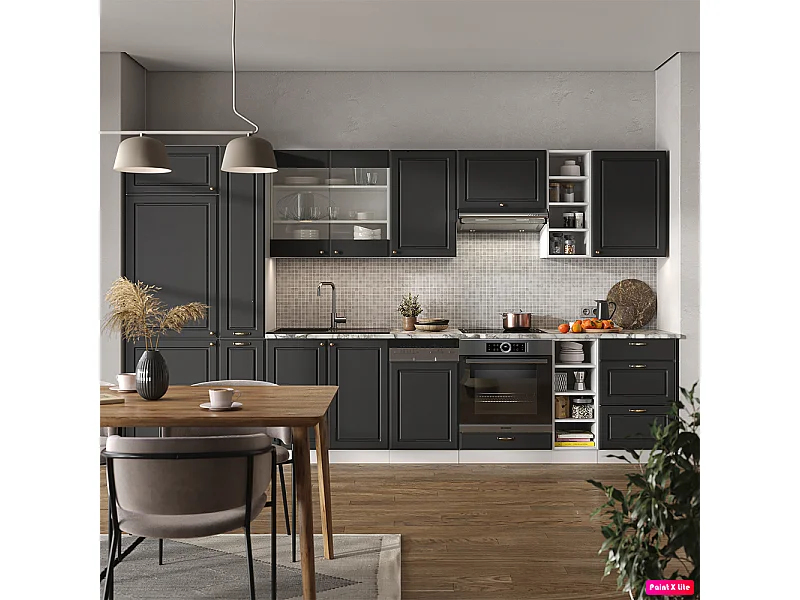 Cuisine anthracite-or/blanc 355x60x81.6 fame-line