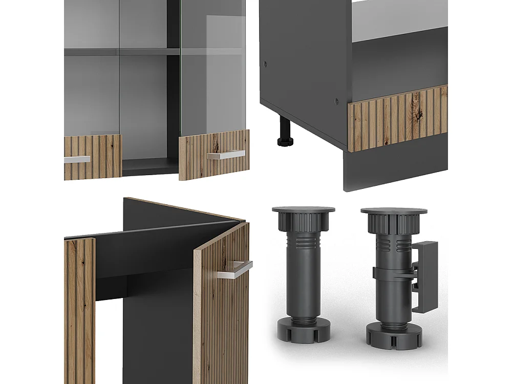 Kogoszczona kuchnia artisan dąb/antracyt 287x60x81.6 r-line