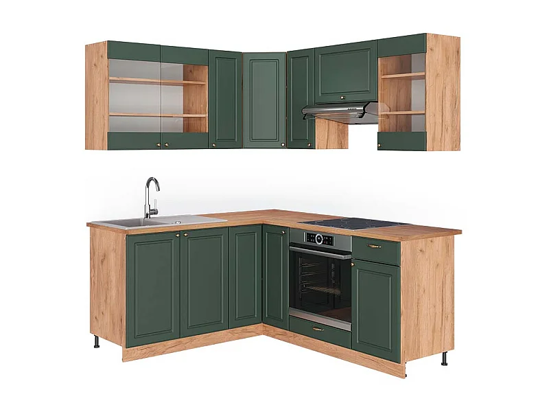 Cocina esquinera green-gold country/gold power roble 190x60x81.6 fame-line