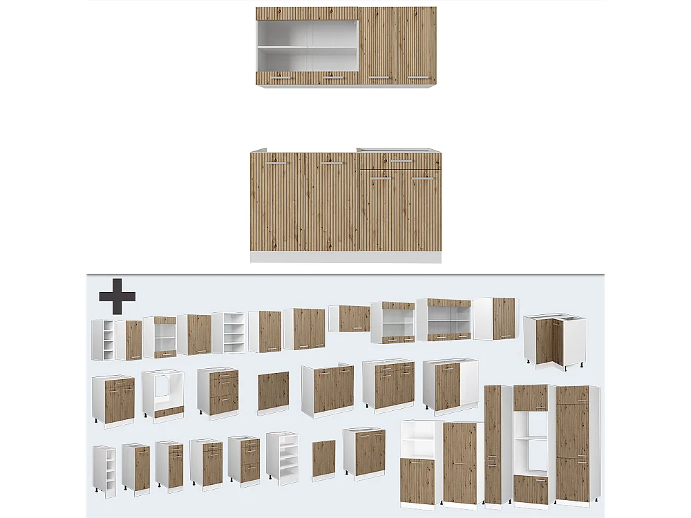 Pojedyncza kuchnia dąb rzemieślniczy/biały 140x60x81.6 r-line