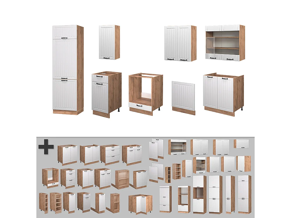 Zabudowa kuchenna biały domek wiejski 300x60x81.6 fame-line