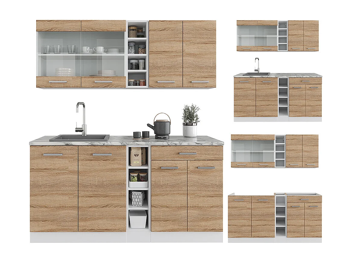 Singleküche sonoma/weiß 160x60x81.6 r-line