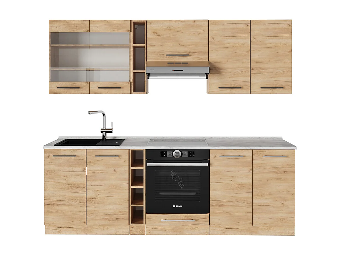 Mueble de cocina roble dorado 235x60x81.6 fame-line