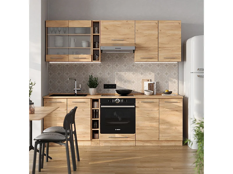 Cuisine chêne de force doré 235x60x81.6 fame-line