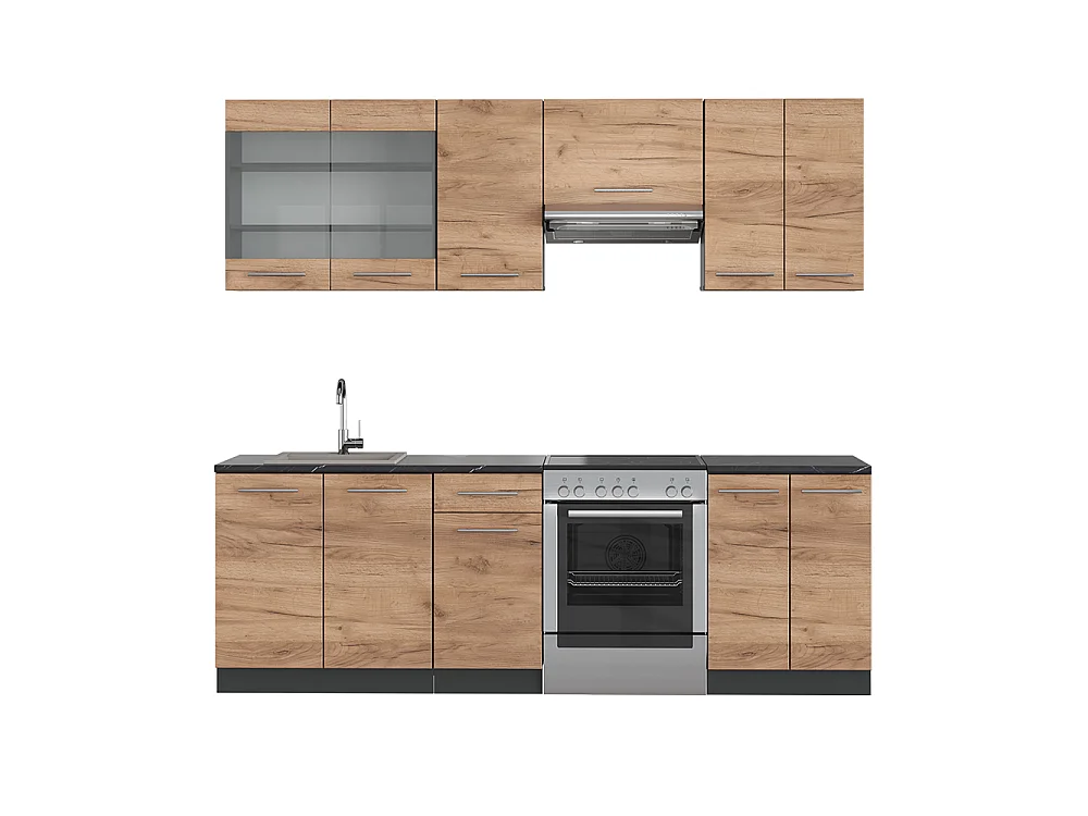 Cuisine chêne doré/anthracite 240x46x81.6 fame-line
