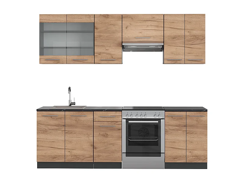 Cuisine chêne doré/anthracite 240x46x81.6 fame-line