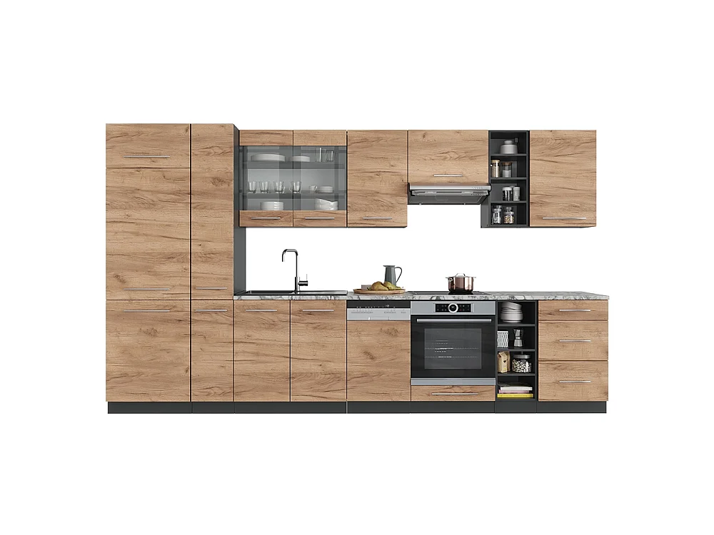 Mueble de cocina oro power roble/antracita 355x60x81.6 fame-line