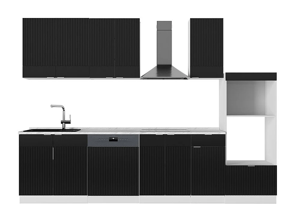 Cuisine noir rayé/blanc 300x46x81.6 fame-line