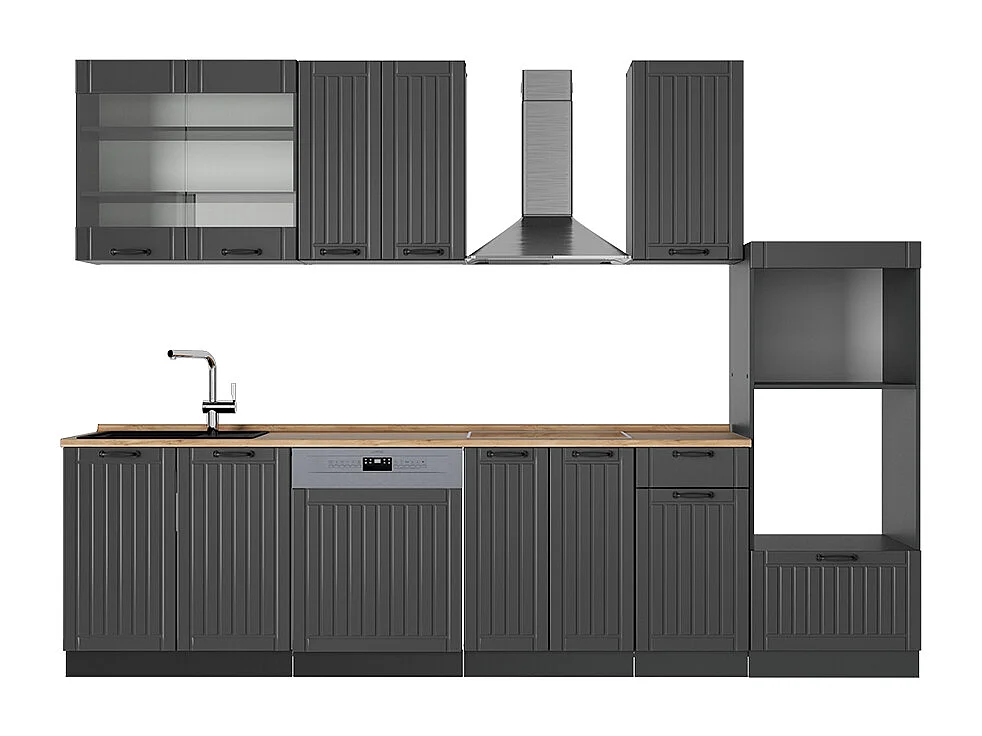 Complete keukeneenheid donkergrijs 300x60x81.6 fame-line