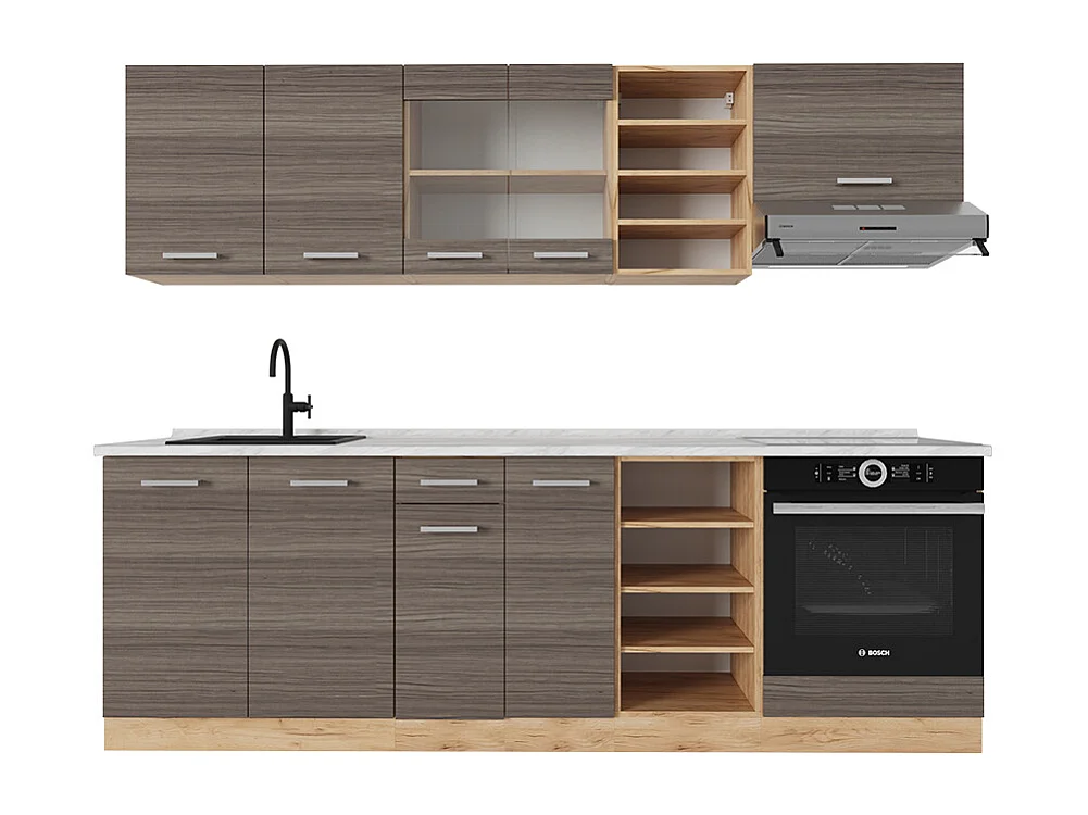 Cuisine gris noble/chêne doré 240x60x81.6 r-line