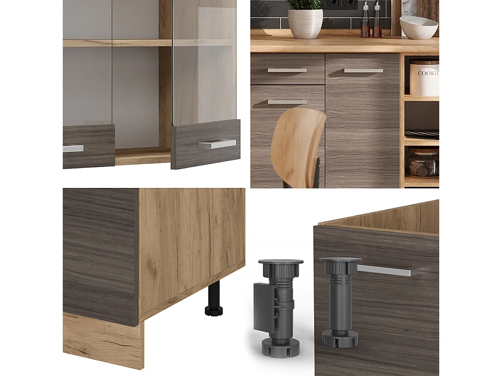 Cuisine gris noble/chêne doré 240x60x81.6 r-line