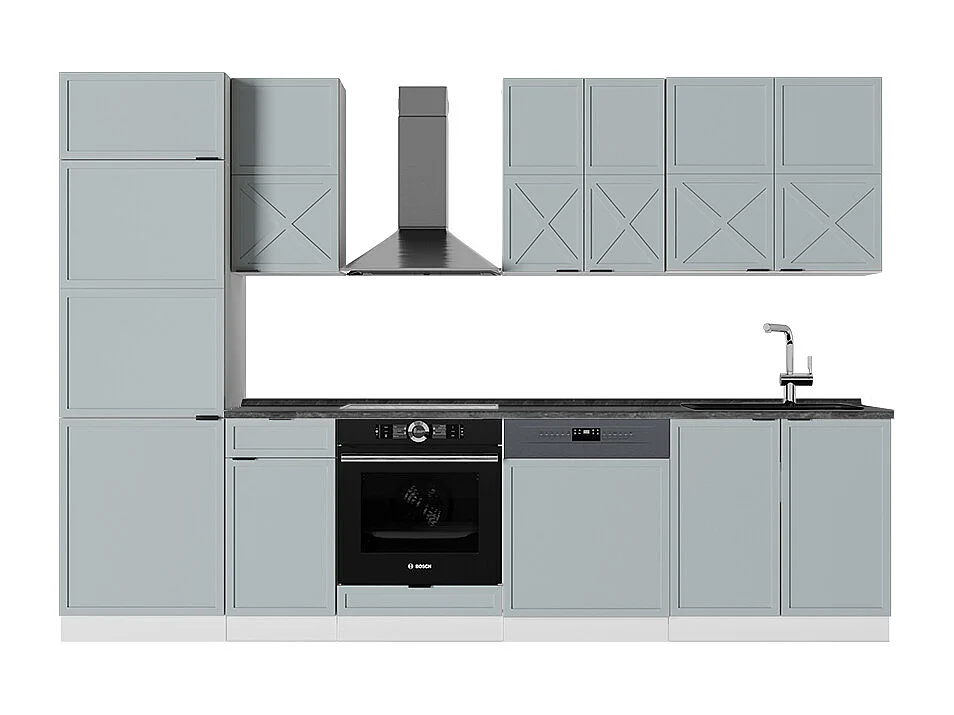 Cuisine bleu clair-gris/blanc 300x60x81.6 fame-line