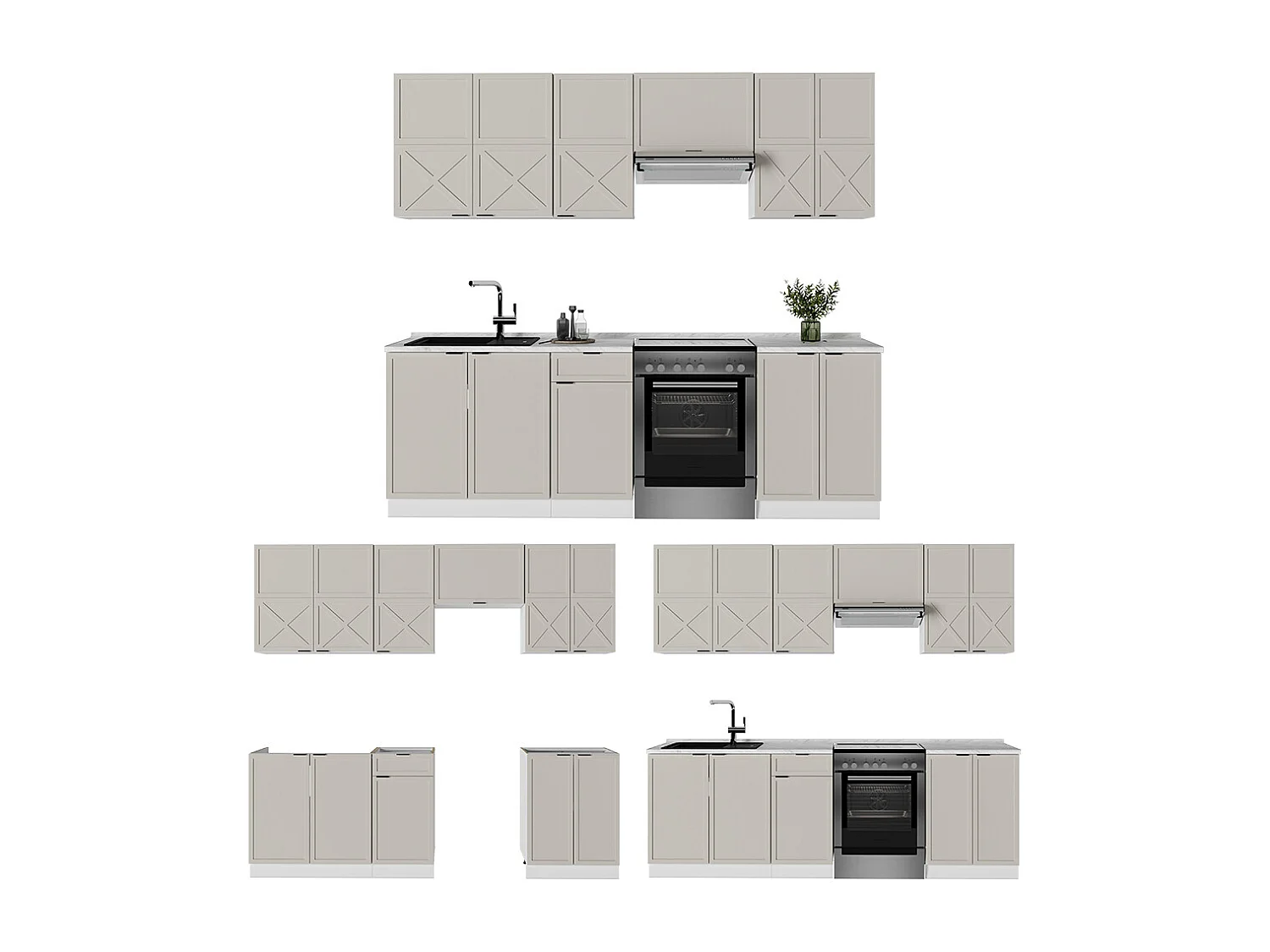 Cuisine grisbeige/blanc 240x60x81.6 fame-line