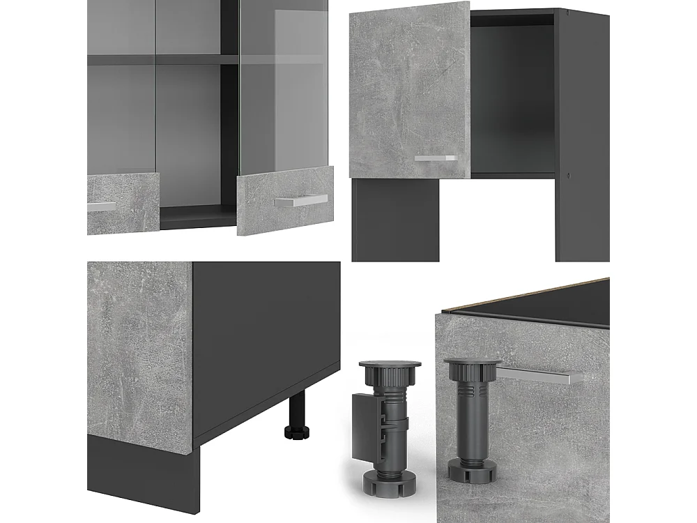 Hörnkök betong/antracit 247x60x81.6 r-line