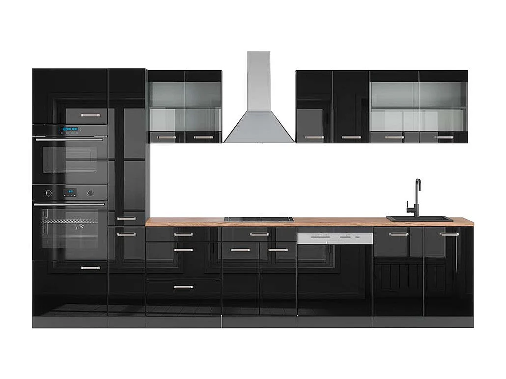 Ligne de cuisine noir brillant/anthracite 350x60x81.6 r-line