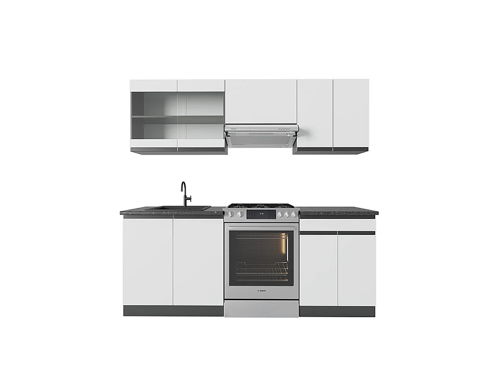 Cuisine blanc/anthracite 200x60x81.6 r-line