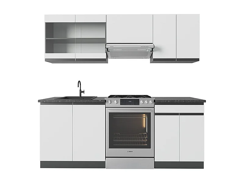 Cuisine blanc/anthracite 200x60x81.6 r-line