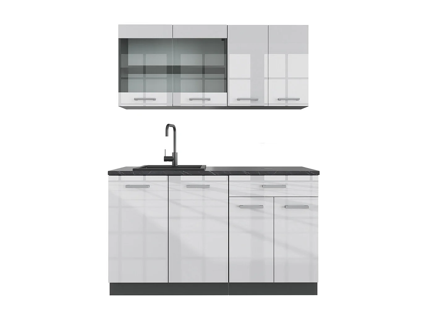 Enskilt kök vit högblank/antracit 140x46x81.6 r-line