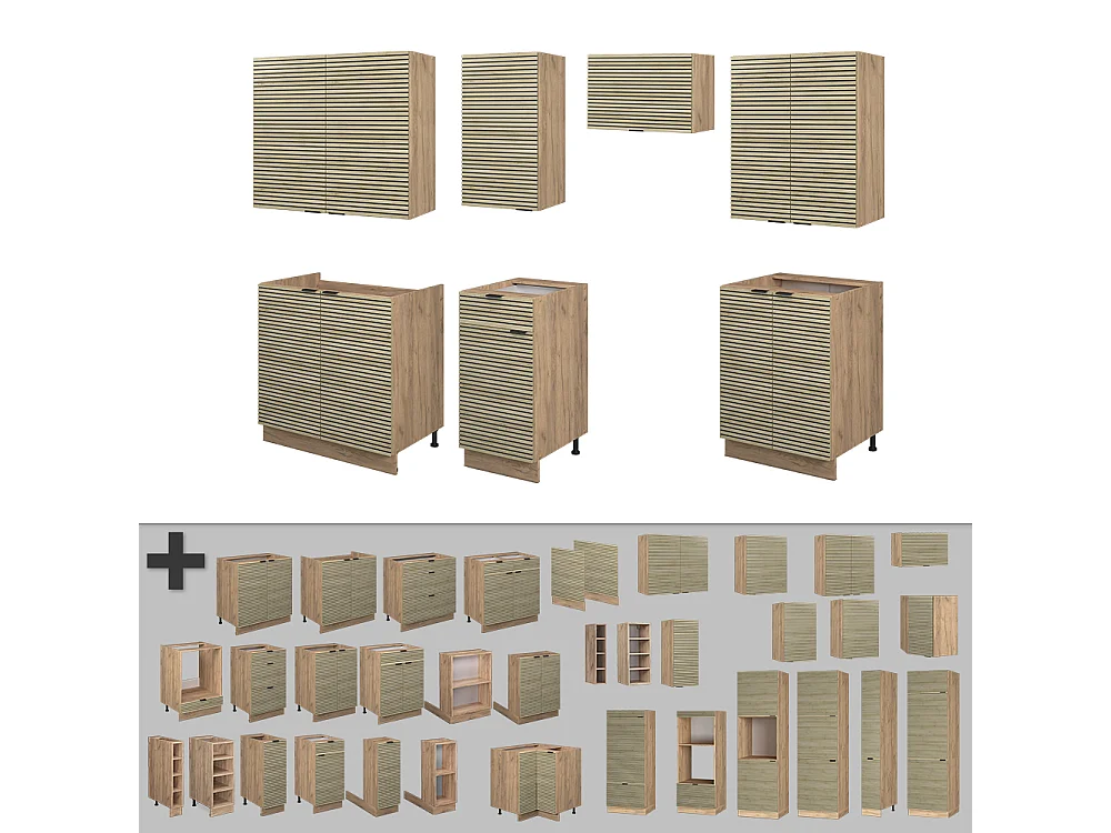 Mueble de cocina panel de roble/roble goldkraft 240x60x81.6 fame-line