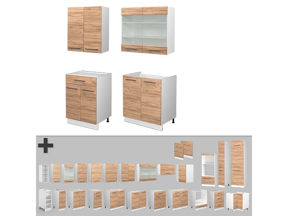 Singlekøkken gold power eg/hvid 140x60x81.6 fame-line