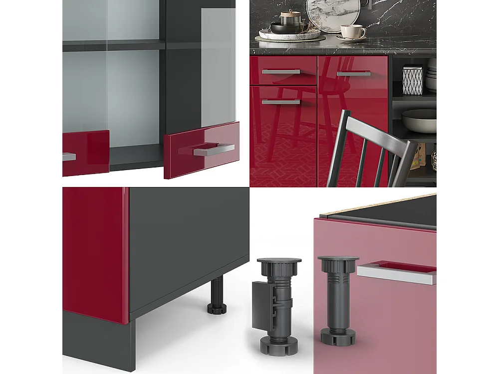 Cuisine rouge brillant/anthracite 240x46x81.6 r-line