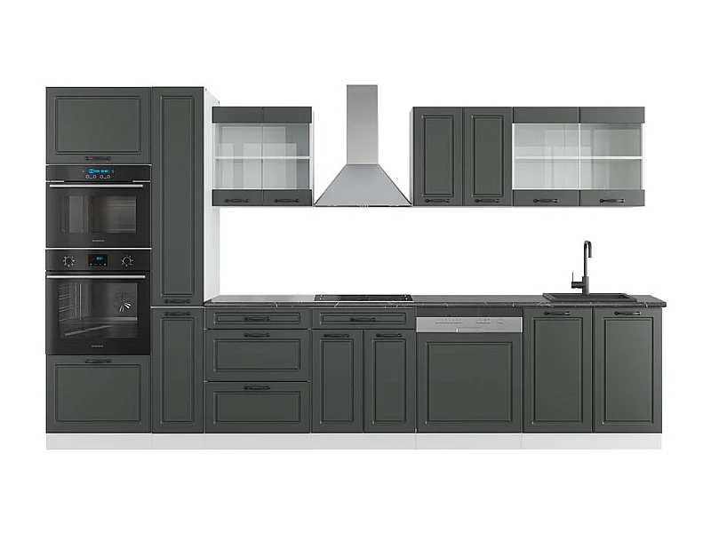 Mueble de cocina antracita casa de campo/blanco 350x60x81.6 r-line