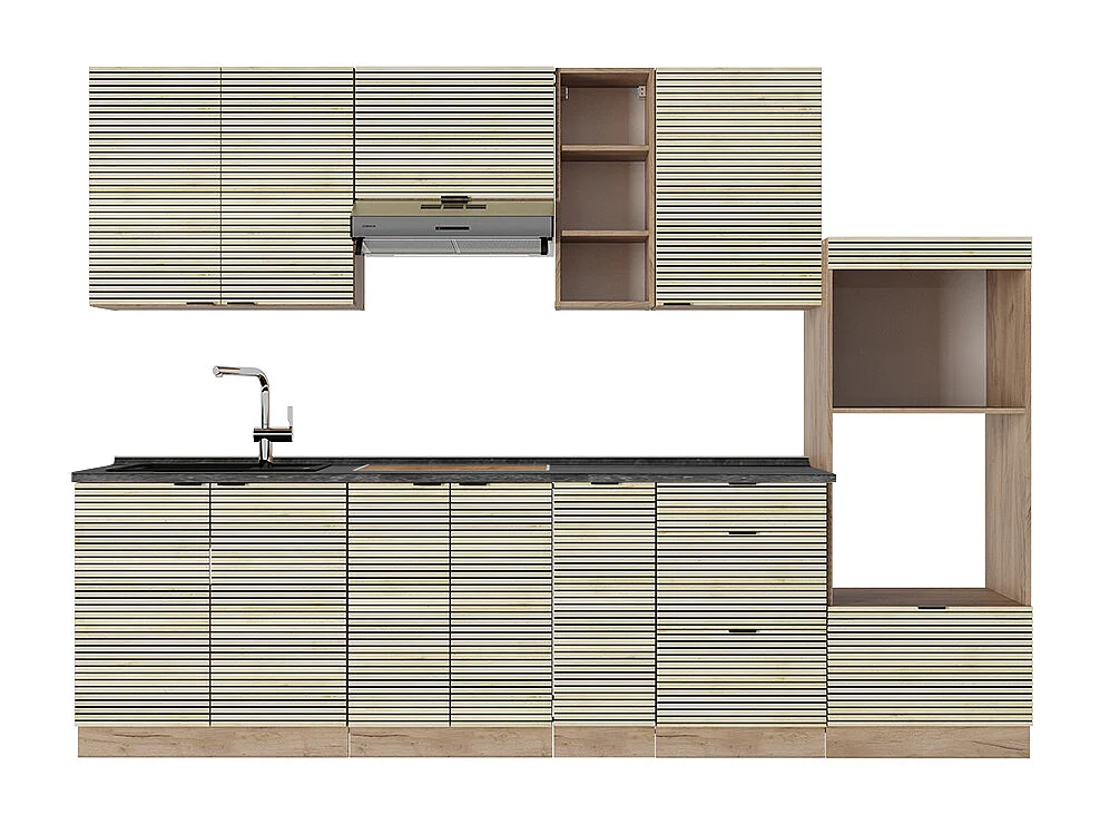 Cuisine chêne lambris/chêne doré 280x60x81.6 fame-line