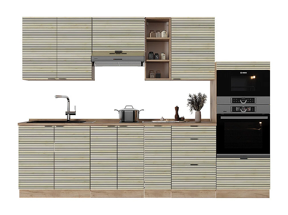 Cuisine chêne lambris/chêne doré 280x60x81.6 fame-line