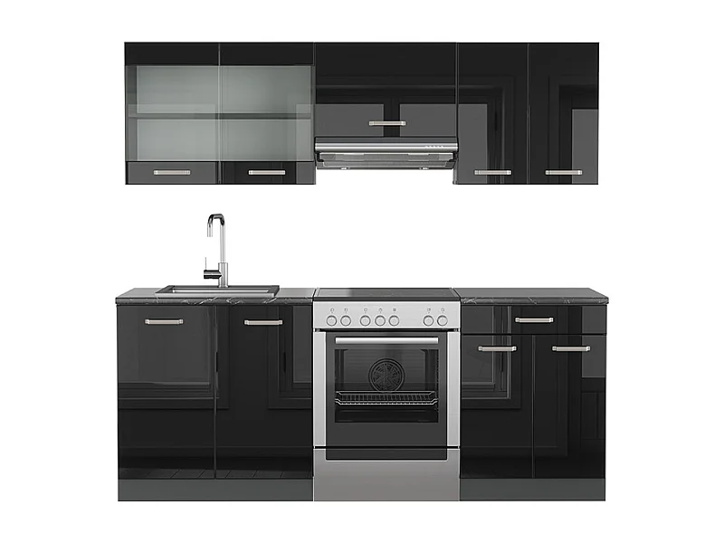 Cuisine noir brillant/anthracite 200x60x81.6 r-line