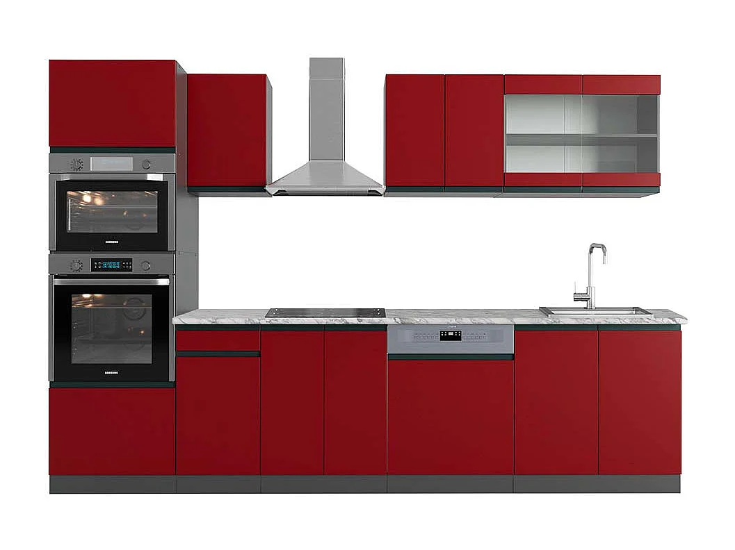 Mueble de cocina rojo/antracita 300x60x81.6 r-line