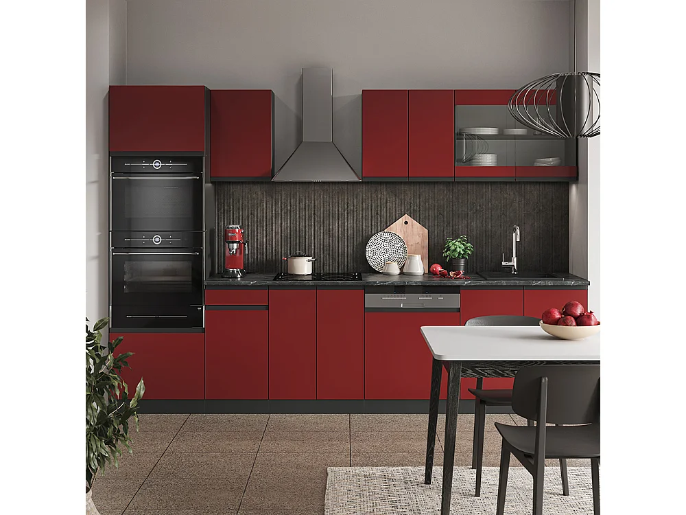 Mueble de cocina rojo/antracita 300x60x81.6 r-line