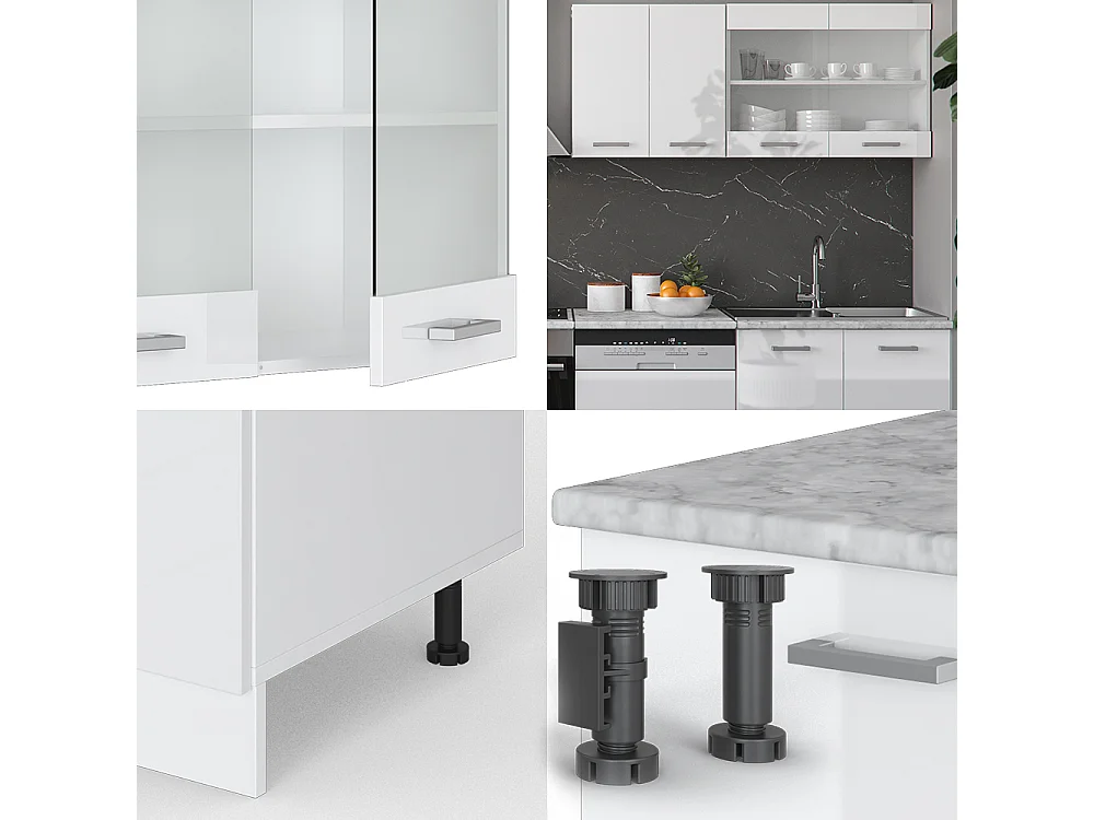 Mueble de cocina blanco alto brillo/blanco 300x60x81.6 r-line