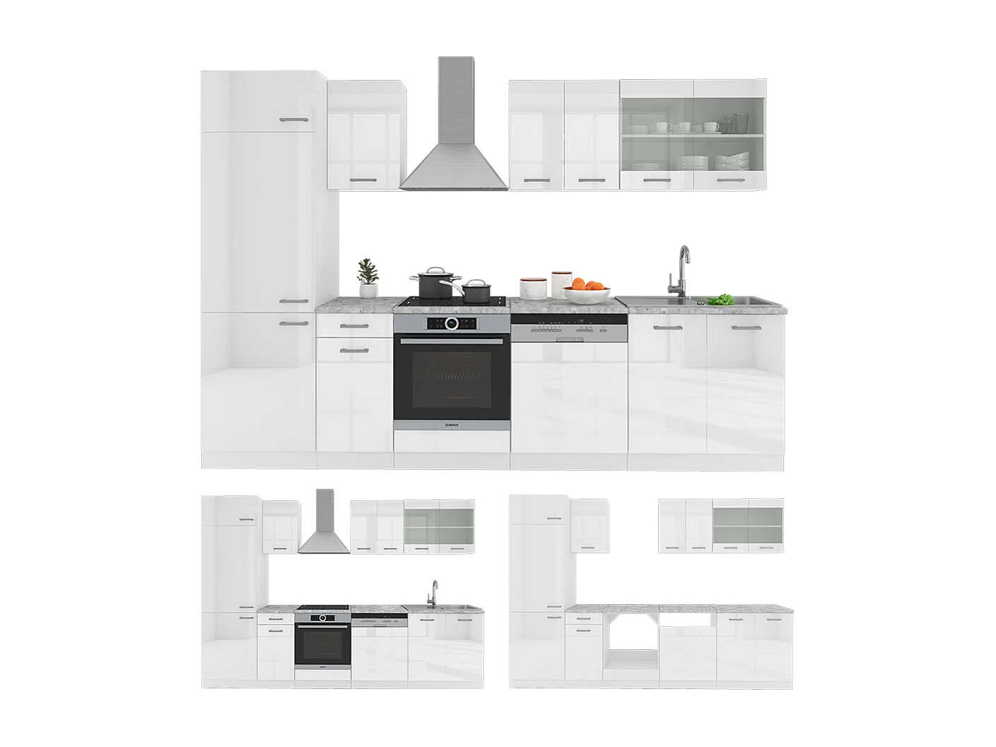 Mueble de cocina blanco alto brillo/blanco 300x60x81.6 r-line