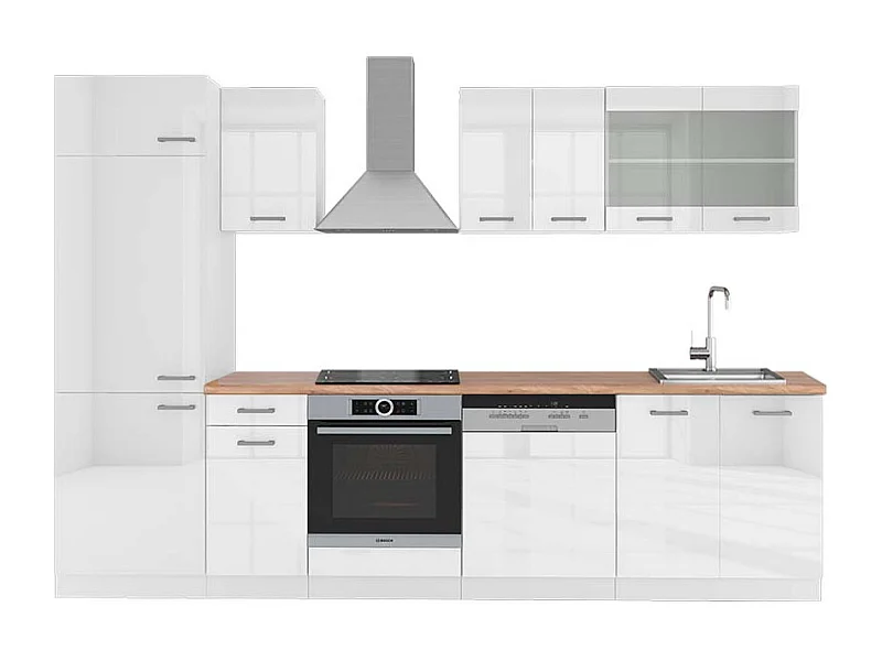 Küchenzeile weiß hochglanz/weiß 300x60x81.6 r-line