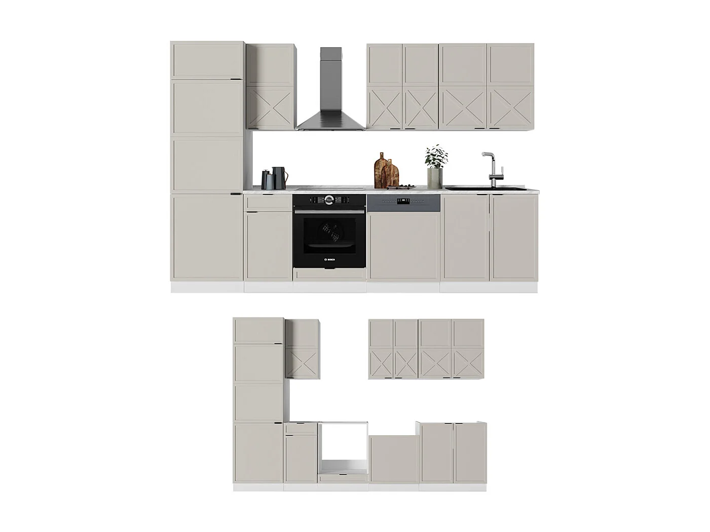 Cuisine grisbeige/blanc 300x46x81.6 fame-line