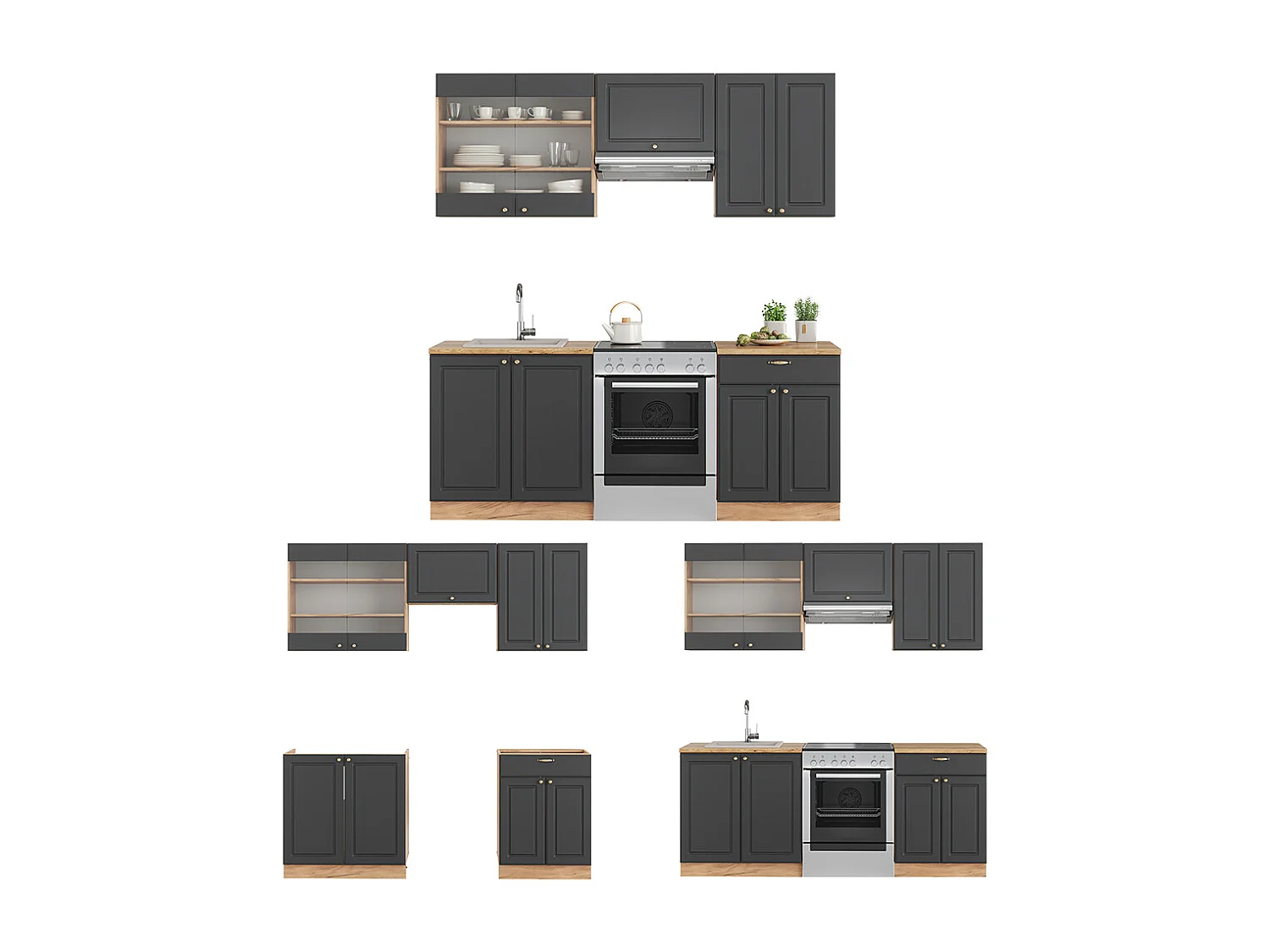 Pentry antracit lanthus/goldkraft ek 200x60x81.6 fame-line