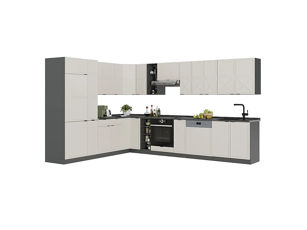 Cocina esquinera grisbeige/antracita 347x46x81.6 fame-line