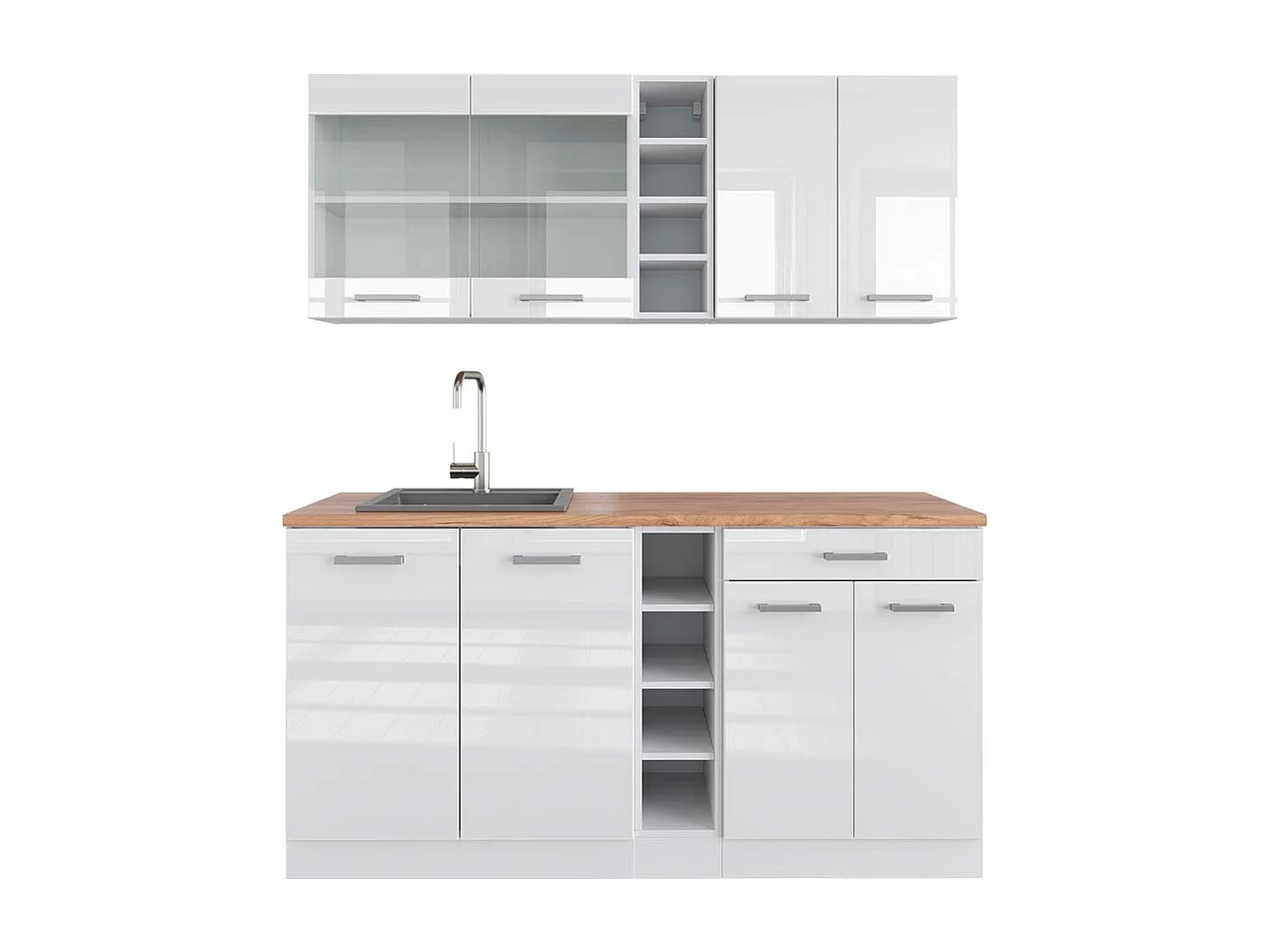 Singleküche weiß hochglanz/weiß 160x60x81.6 r-line