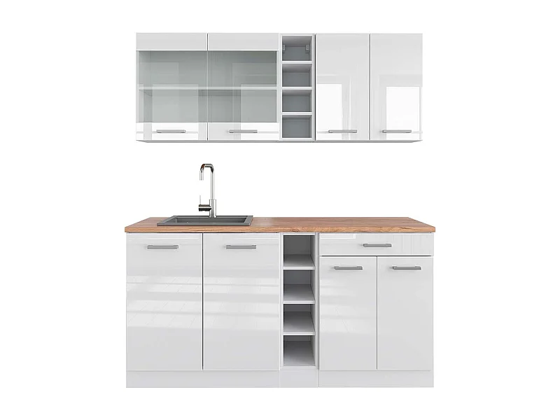 Singleküche weiß hochglanz/weiß 160x60x81.6 r-line