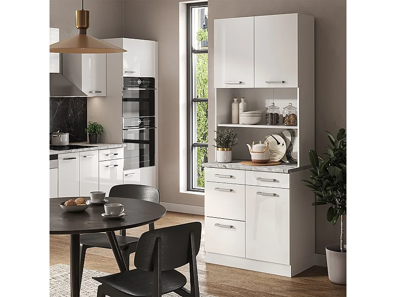 Bloque de cocina blanco alto brillo 80x60x81.6 r-line