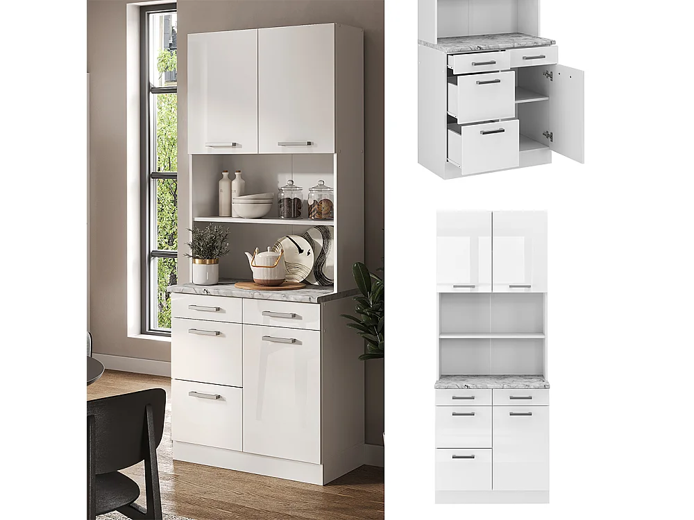 Bloque de cocina blanco alto brillo 80x60x81.6 r-line