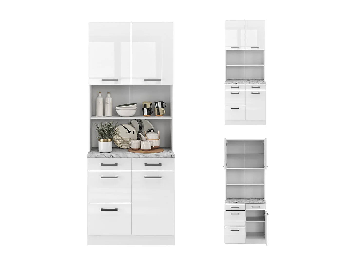 Bloque de cocina blanco alto brillo 80x60x81.6 r-line