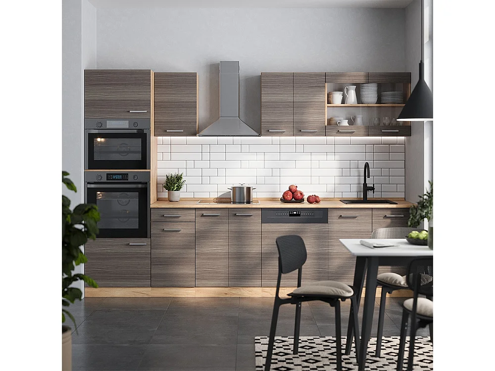 Cuisine gris noble/chêne doré 300x60x81.6 r-line