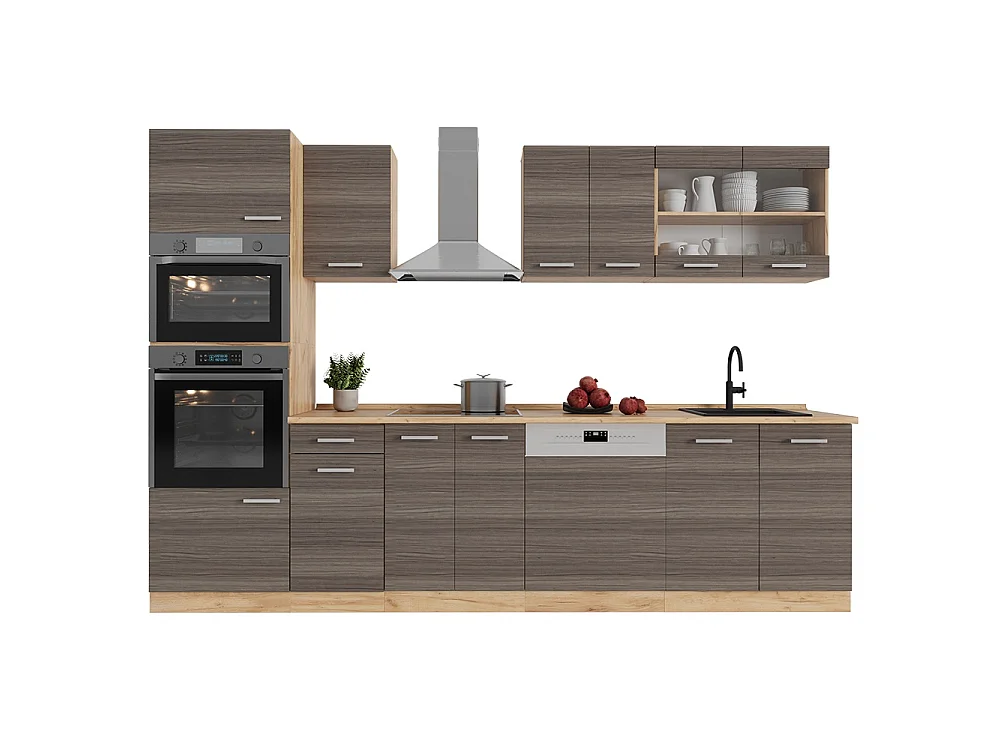 Cuisine gris noble/chêne doré 300x60x81.6 r-line
