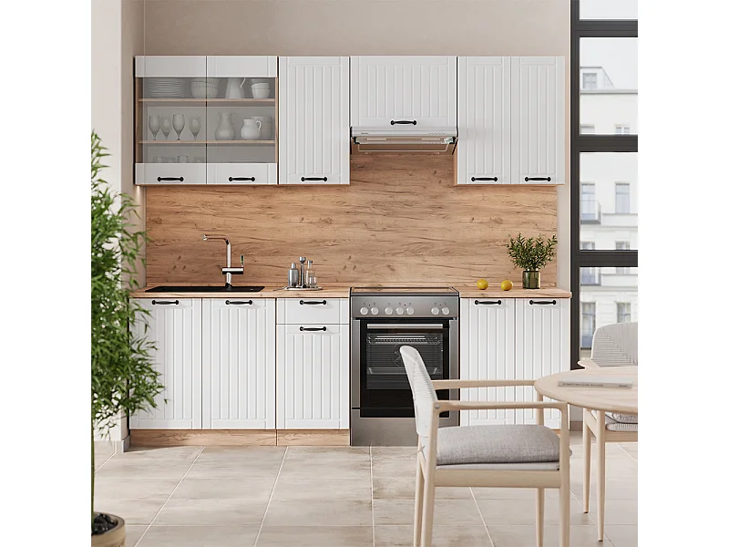 Mueble de cocina blanco casa de campo 240x60x81.6 fame-line