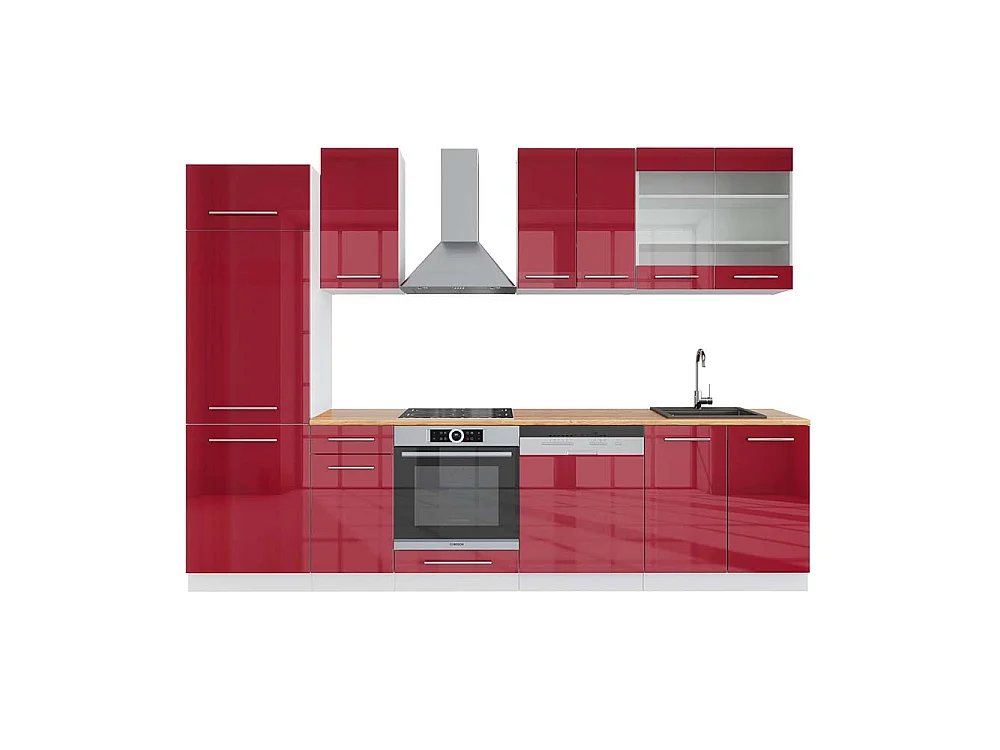 Cuisine bordeaux haute brillance/blanc 300x60x81.6 fame-line