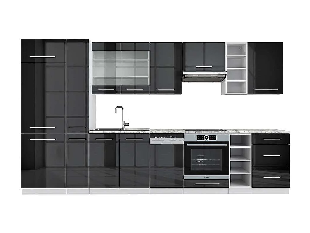 Cuisine anthracite brillant/blanc 355x60x81.6 fame-line