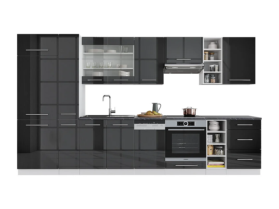 Cuisine anthracite brillant/blanc 355x60x81.6 fame-line